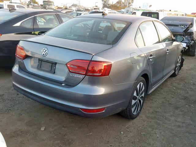 3VW637AJ4EM211088 - 2014 VOLKSWAGEN JETTA HYBR GRAY photo 4