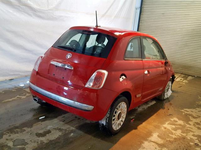 3C3CFFCR8DT635327 - 2013 FIAT 500 LOUNGE RED photo 4