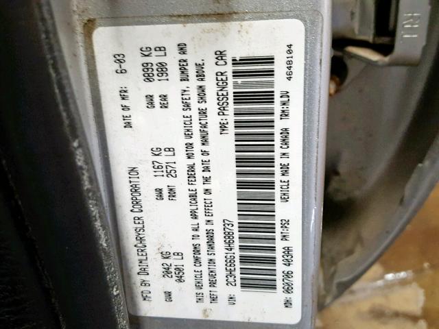 2C3HE66G14H688737 - 2004 CHRYSLER 300M SILVER photo 10