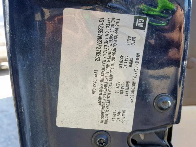 1G1ZS57N87F270352 - 2007 CHEVROLET MALIBU LS BLACK photo 10