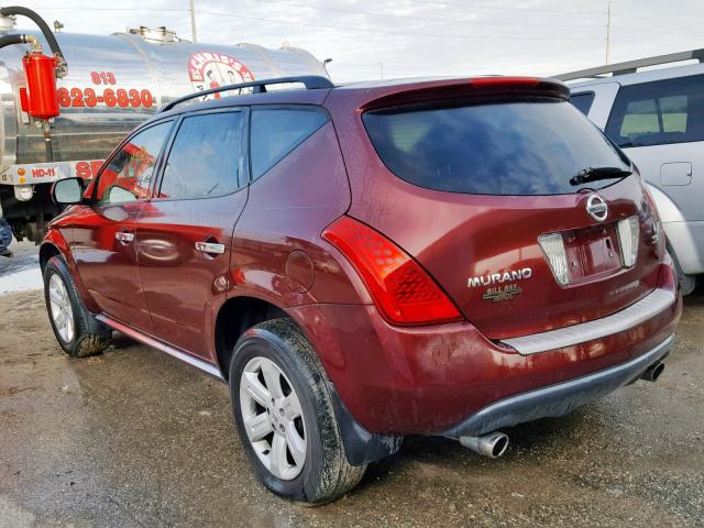 JN8AZ08T46W404518 - 2006 NISSAN MURANO SL BURGUNDY photo 3