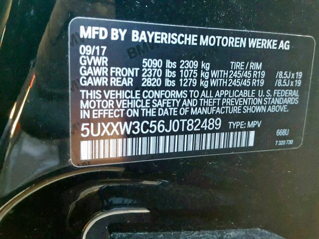 5UXXW3C56J0T82489 - 2018 BMW X4 XDRIVE2 BLACK photo 10