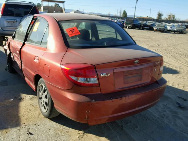 KNADC125256374621 - 2005 KIA RIO RED photo 3