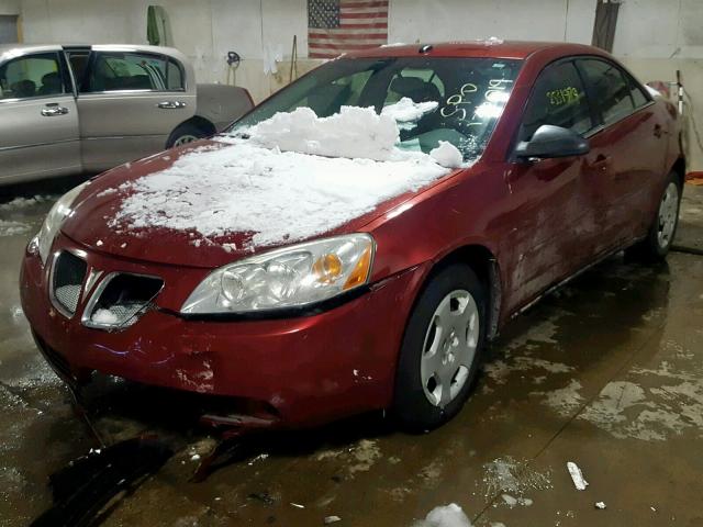 1G2ZF57B684305148 - 2008 PONTIAC G6 VALUE L BURGUNDY photo 2