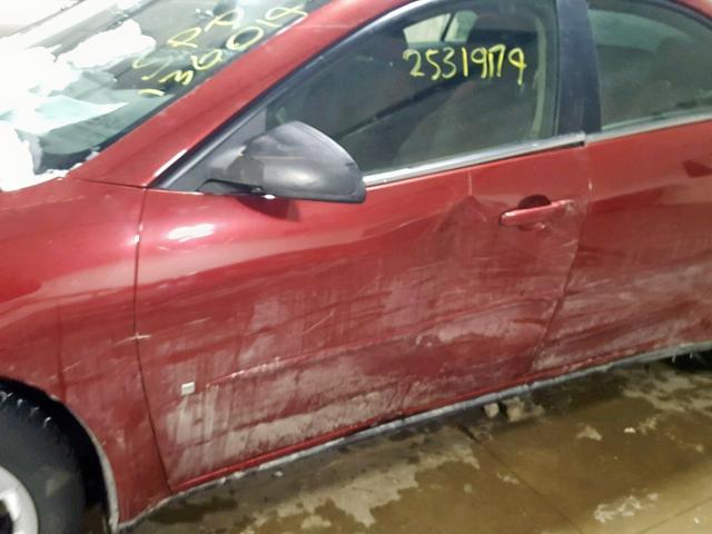 1G2ZF57B684305148 - 2008 PONTIAC G6 VALUE L BURGUNDY photo 9