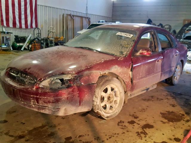 1FAFP55U9YA134242 - 2000 FORD TAURUS SES MAROON photo 2