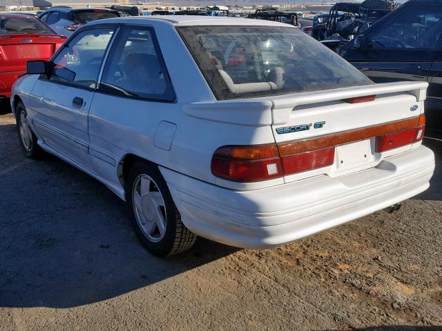 3FAPP1280MR179428 - 1991 FORD ESCORT GT WHITE photo 3