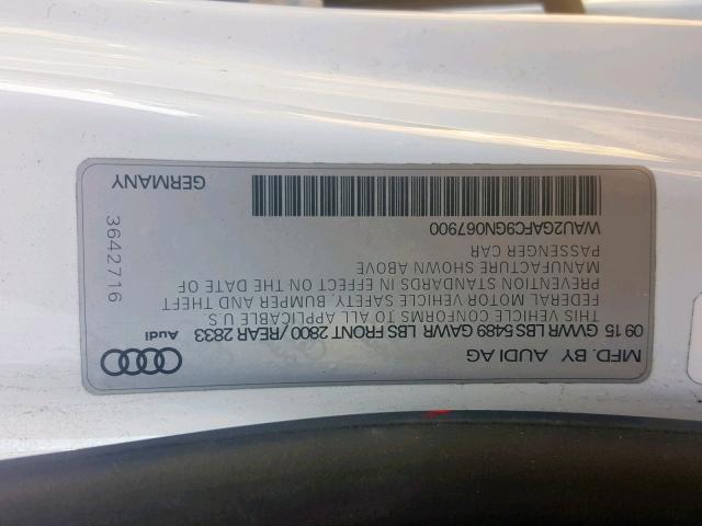 WAU2GAFC9GN067900 - 2016 AUDI A7 PRESTIG WHITE photo 10