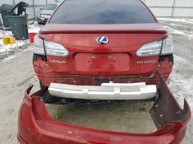 JTHBB1BAXA2024163 - 2010 LEXUS HS 250H RED photo 9