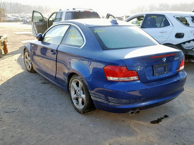 WBAUP73598VF09614 - 2008 BMW 128 I BLUE photo 3