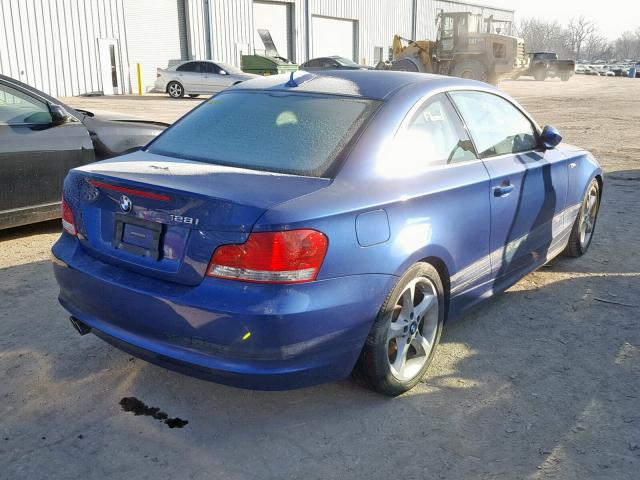 WBAUP73598VF09614 - 2008 BMW 128 I BLUE photo 4