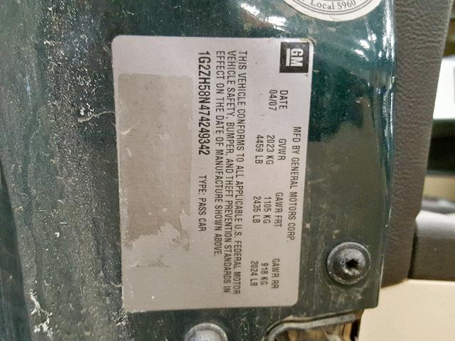 1G2ZH58N474249342 - 2007 PONTIAC G6 GT GREEN photo 10