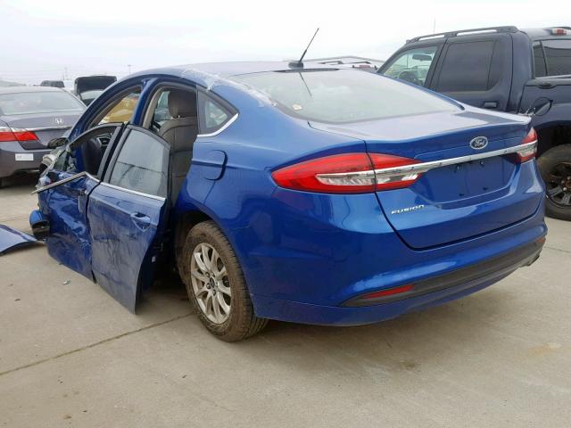 3FA6P0G7XHR180680 - 2017 FORD FUSION S BLUE photo 3