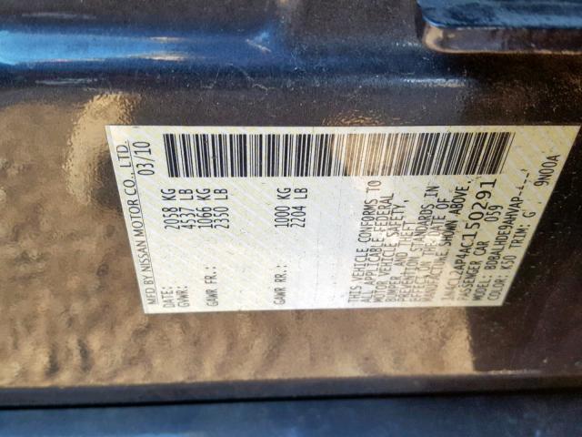 1N4CL2AP4AC150291 - 2010 NISSAN ALTIMA HYB GRAY photo 10