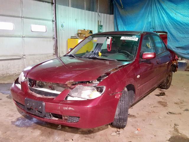 JM1BJ225221608075 - 2002 MAZDA PROTEGE DX MAROON photo 2