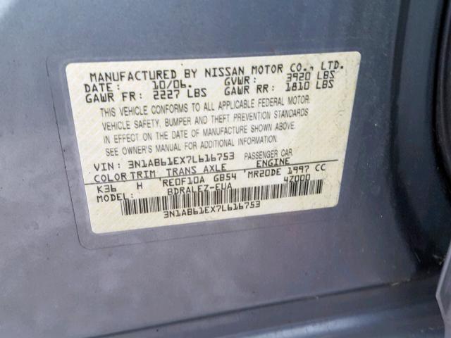 3N1AB61EX7L616753 - 2007 NISSAN SENTRA 2.0 GRAY photo 10