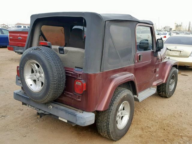 1J4FA59S44P732695 - 2004 JEEP WRANGLER / MAROON photo 4