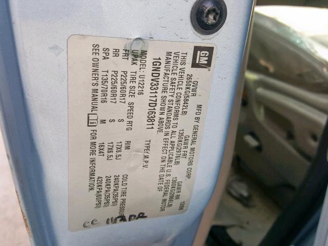 1GNDV33117D163811 - 2007 CHEVROLET UPLANDER L 蓝色 照片 10