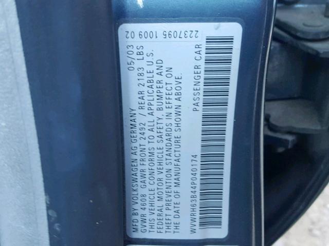 WVWRH63B44P040174 - 2004 VOLKSWAGEN PASSAT GLX 灰色 照片 10