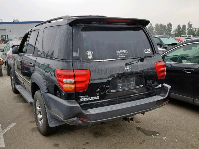 5TDZT38A32S076342 - 2002 TOYOTA SEQUOIA LI BLACK photo 3