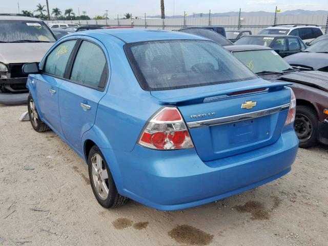 KL1TD56617B143152 - 2007 CHEVROLET AVEO BASE Көк фото 3