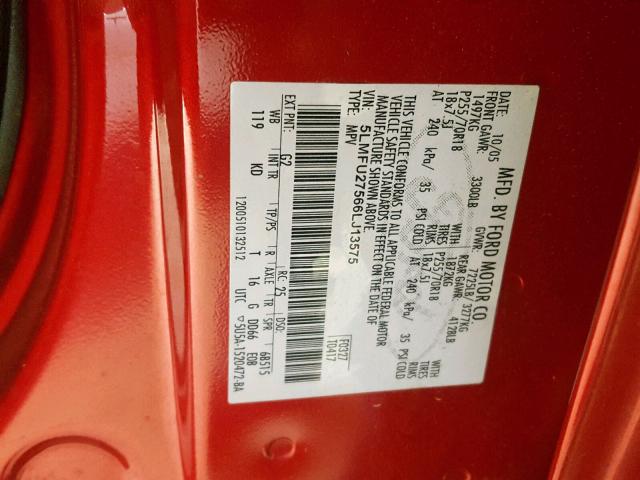 5LMFU27566LJ13575 - 2006 LINCOLN NAVIGATOR 红色 照片 10