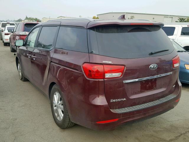 KNDMB5C11H6337931 - 2017 KIA SEDONA LX BURGUNDY photo 3