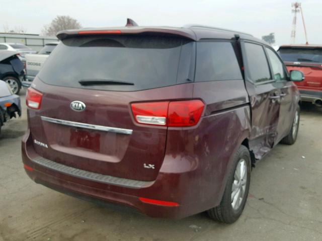 KNDMB5C11H6337931 - 2017 KIA SEDONA LX BURGUNDY photo 4