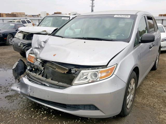 5FNRL5H24BB053662 - 2011 HONDA ODYSSEY LX SILVER photo 2