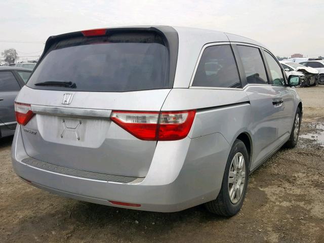 5FNRL5H24BB053662 - 2011 HONDA ODYSSEY LX SILVER photo 4