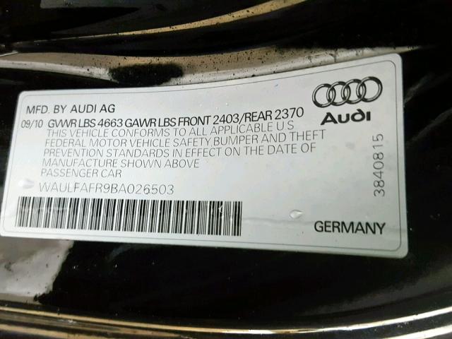 WAULFAFR9BA026503 - 2011 AUDI A5 PREMIUM BLACK photo 10