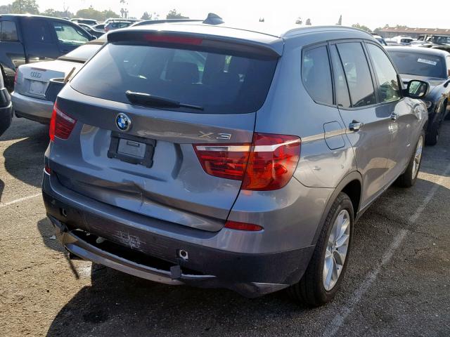 5UXWX9C51E0D38730 - 2014 BMW X3 XDRIVE2 GRAY photo 4