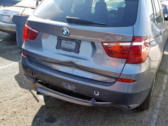 5UXWX9C51E0D38730 - 2014 BMW X3 XDRIVE2 GRAY photo 9