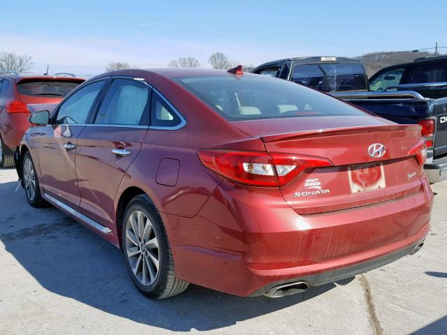 5NPE34AF8GH426703 - 2016 HYUNDAI SONATA SPO RED photo 3