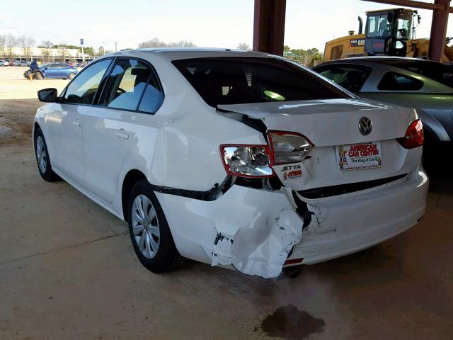 3VW2K7AJ3DM431189 - 2013 VOLKSWAGEN JETTA BASE WHITE photo 3