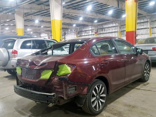 19XFB2F90FE209664 - 2015 HONDA CIVIC EXL BURGUNDY photo 4