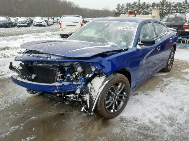 2C3CDXJG3KH523960 - 2019 DODGE CHARGER SX BLUE photo 2