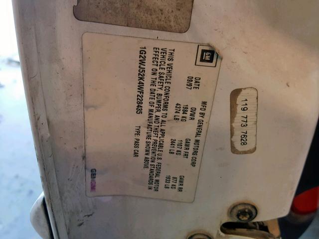 1G2WJ52K4WF228435 - 1998 PONTIAC GRAND PRIX WHITE photo 10