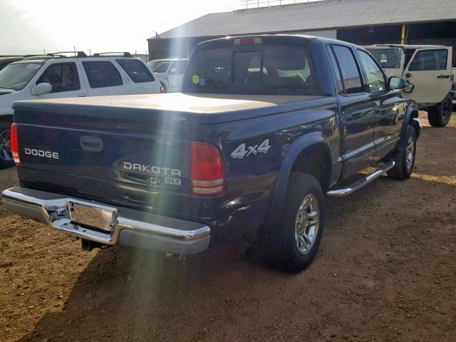 1D7HG48N63S137853 - 2003 DODGE DAKOTA QUA BLUE photo 4