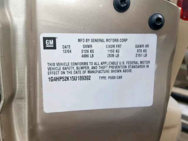 1G4HP52K15U189392 - 2005 BUICK LESABRE CU TAN photo 10