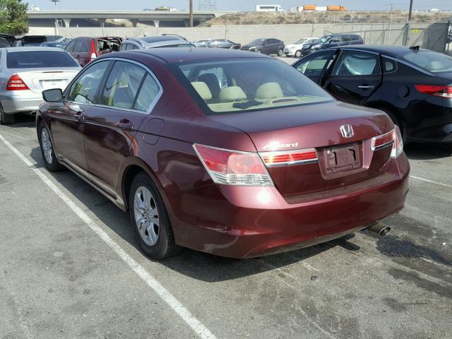 1HGCP2F45BA007720 - 2011 HONDA ACCORD LXP BURGUNDY photo 3