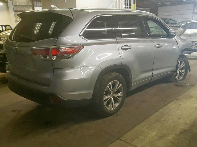 5TDJKRFH2FS085106 - 2015 TOYOTA HIGHLANDER SILVER photo 4