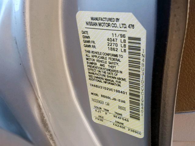 1N4BU31D2VC198401 - 1997 NISSAN ALTIMA XE BEIGE photo 10