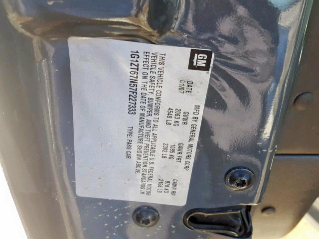 1G1ZT67N57F227333 - 2007 CHEVROLET MALIBU MAX 灰色 照片 10