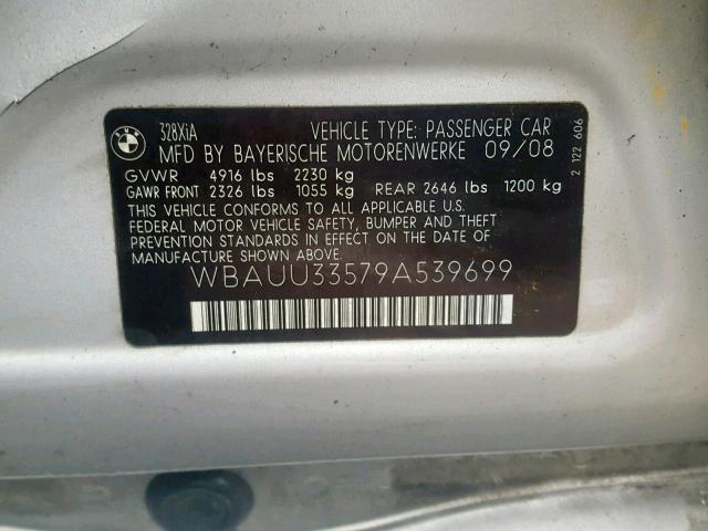 WBAUU33579A539699 - 2009 BMW 328 XIT SILVER photo 10
