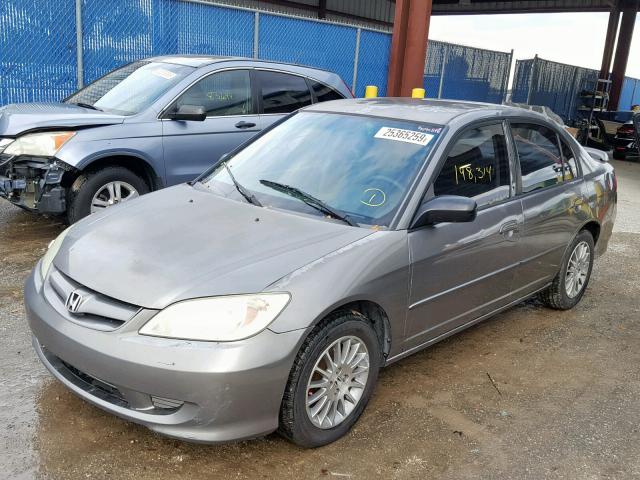 2HGES16545H594461 - 2005 HONDA CIVIC LX GRAY photo 2