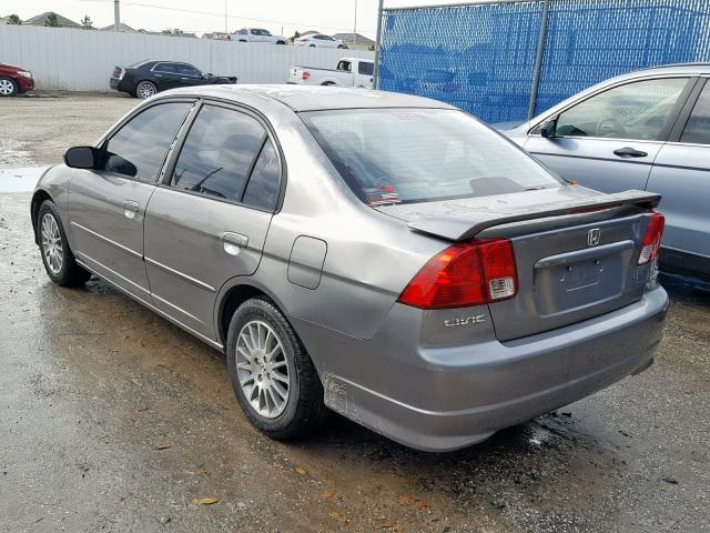 2HGES16545H594461 - 2005 HONDA CIVIC LX GRAY photo 3