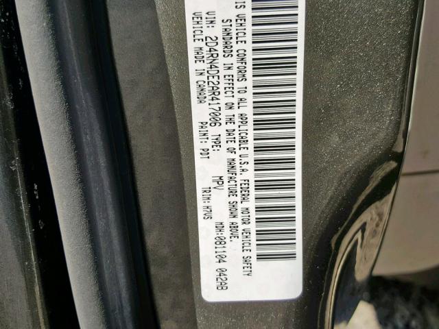 2D4RN4DE2AR417006 - 2010 DODGE CARAVAN GRAY photo 10