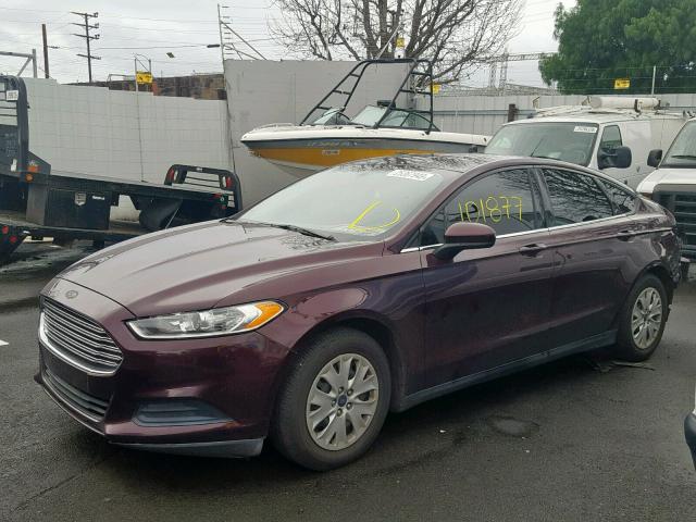 3FA6P0G74DR386345 - 2013 FORD FUSION S BURGUNDY photo 2