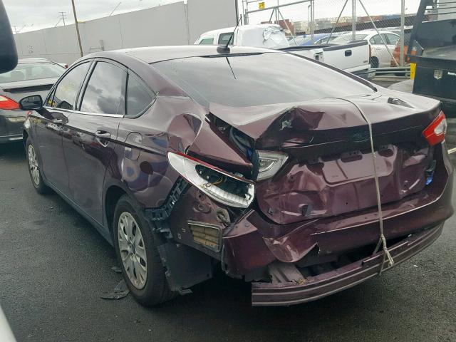 3FA6P0G74DR386345 - 2013 FORD FUSION S BURGUNDY photo 3